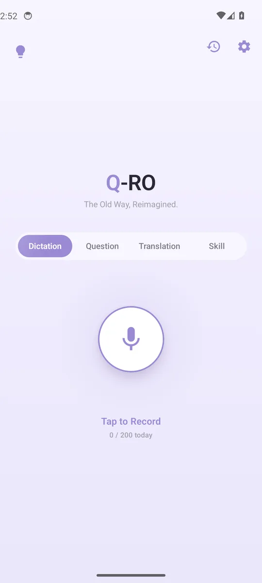 Q-RO main screen with the four modes